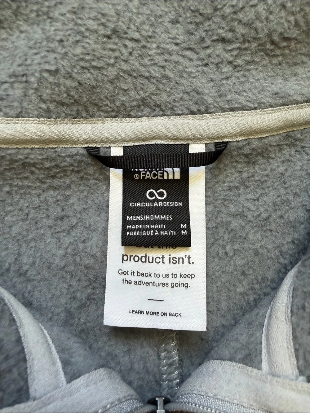The North Face Men's Light Gray Full-Zip Fleece Jacket